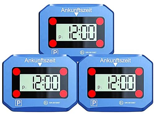VENTON [Test SEHR GUT, Note 1.1] 3 Stück Elektronische Digitale Parkscheibe mit Zulassung, Automatische elektrische Parkuhr, Auto & Motorrad Zubehör, Auto Gadgets, Park Autozubehör elektronisch