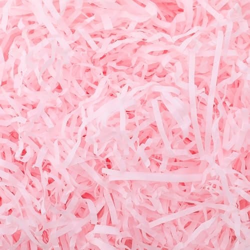 Candcamp 200g Light Pink Shredded Tissue Paper | Raffia Filler for Packaging Protection Decoration for Birthdays Weddings Festivals Gift Boxes Hampers and Filling