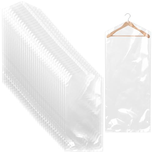 50 Pack Plastic Clothes Covers Protector Bags 59× 23.6 inches Clear Garment Bags Dry Cleaning Bags