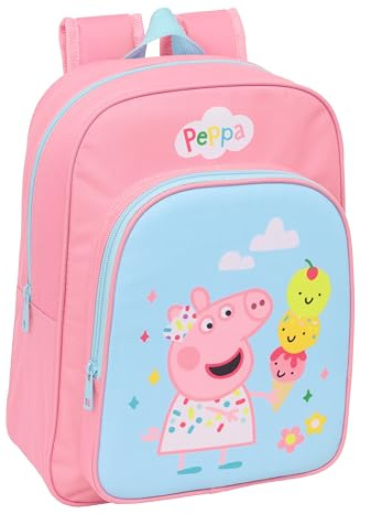 PEPPA PIG - Schulrucksack für Kinder, Kinderrucksack, anpassbar an Kinderwagen, ideal für Kinder im Schulalter, bequem und vielseitig, Qualität und Widerstandsfähigkeit, 26 x 11 x 34 cm