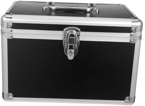 VILLCASE Aluminium Alloy Toolbox Hard Tool Box Portable Handheld Storage Case Handle for Engineers and Technicians 30x20x20cm Black Single Layer