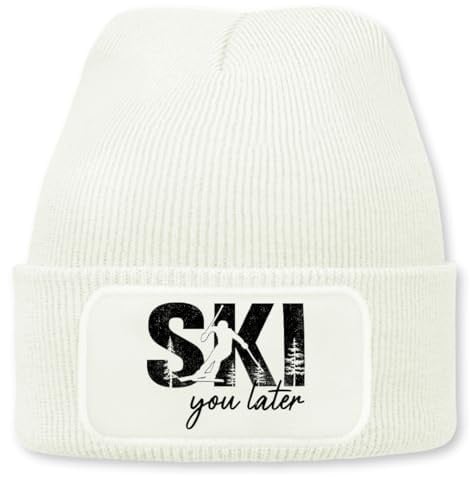 Ski You Later – lustige Wintermütze | Beanie für Damen & Herren, warm, elastisch & Unisex, Strickmütze mit Patch & Druck, perfekt für Après-Ski, Weihnachtsmarkt & Fasching