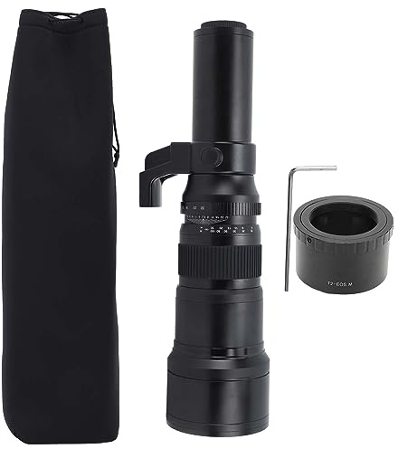 500mm F6.3 Teleobjektiv, Festbrennweite, T2 EOSM Adapter für M Mount, Schwarz - Hochwertige Optik mit Multi Layer MC Beschichtung, Ideal für Natur - und Wildlife - Fotografie (Schwarz)