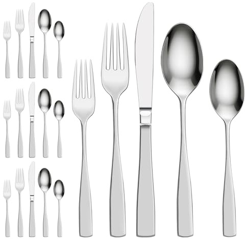 Gravurmaster Personalisiertes Besteck Set für 4 Personen, 20 teilig Edelstahl Besteckset mit Gravur Name als Geschenk für Erwachsene & Jugendliche, Löffel Gabel Messer Set Spülmaschinenfest