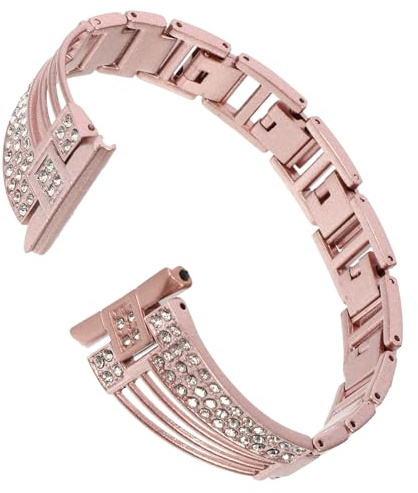 OATIPHO Edelstahl Strassarmband Kompatibel mit Fitbit Smartwatch Damen Roségold Korrosionsbeständig für Sport und Alltag