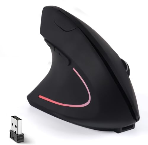 Left Handed Ergonomic Mouse, Vertical Wireless Mouse for Left Hand, Rechargeable 2.4G USB Carpal Tunnel Lefty Mouse, 3 Adjustable DPI, 6 Buttons, for Laptop, PC, Computer, Mac, Windows, Desktop -Black