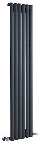 Milano Aruba Anthracite Vertical Single Oval Panel Radiator - 1600mm x 354mm