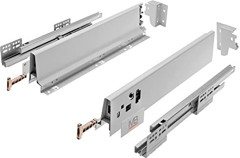 GTV - Modern Box Schublade I L=450mm H=83 mm I Grau I Leises Schließen I Belastung bis zu 40 kg I Einfache Installation I Synchronisation des Fahrweges der Führungen I PB-D-KPL450A