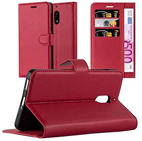 cadorabo Coque pour Nokia 6 en Rouge Cerise - Housse Protection avec Fermoire Magnétique, Stand Horizontal et Fente Carte - Portefeuille Etui Poche Folio Case Cover