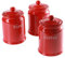 GOLDBEARUK Tea Coffee and Sugar Large Storage Pots Ceramic Red set of 3