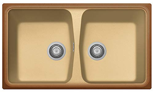 Lavello cucina Plados in materiale composito a due vasche SPAZIO 86.20 TERRA DI FRANCIA