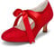 JIAJIA 140311 Bridal Lace Satin Low Heel Closed Toe Prom Party Dance Wedding Shoes Color Red,Size 8 UK / 42 EU