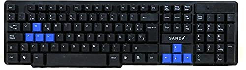 SANDA Teclado con Raton en español Letra Ñ para Ordenador PC INALAMBRICO USB SD-2070