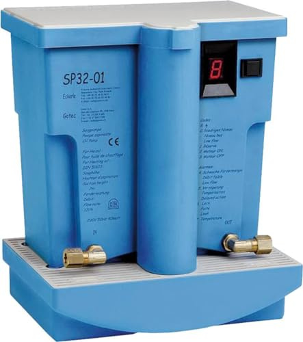 Saugpumpenaggregat Typ SP32-01 für Gebläsebrenner bis ca. 80 KW mit 1,6 l Ölvorratsbehälter, elektr. Störschaltung und Auffangwanne