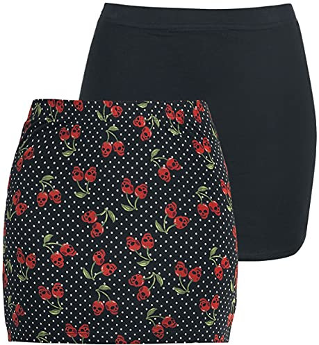 Rock Rebel by EMP Damen Schwarze Röcke im Doppelpack - elastischer, bequemer Baumwolljersey M