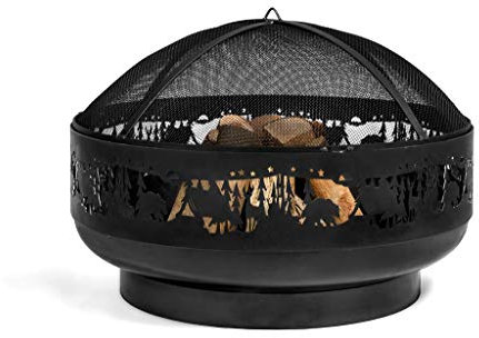 KORONO ® Feuerschale mit Funkenschutzgitter, Schale: 80cm Ø