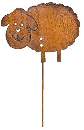 B2S BACK2SEASON Gartenstecker Schaf Rupert mit Rost Metall Stecker H=60cm Beetstecker Gartendekoration Edelrost Rostfigur