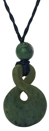 81stgeneration Unisex Geschnitzte Nephrit Jade Grünstein Maori Einzelne Pikorua Anhänger Halskette