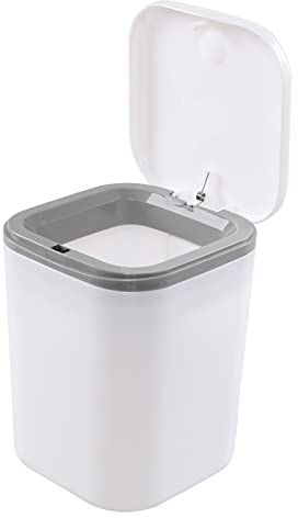Asking 2 Liter Mini Desktop Trash Bin, Plastic Tiny Desktop Waste Bins, White