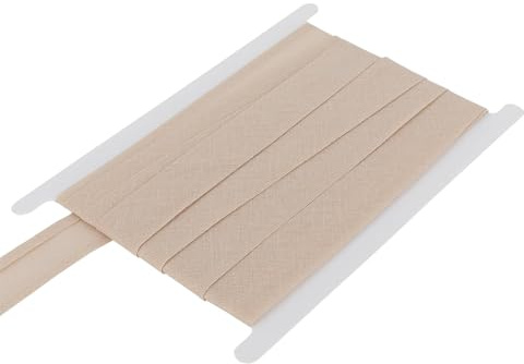 DFL 100% Cotton Bias Binding Tape, Premium Sewing Trim – 5 Metre Length | 1 Inch (25 mm) or 1/2 Inch (13 mm) Widths | 30 Colours for Quilting, Dressmaking & Crafts(Beige,1 Inch/25mm Wide)