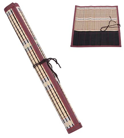 Fdit Painting Brush Bamboo Rolling Bag Bamboo Calligraphy Brush Paintbrush Holder Rollup Protector for Paintbrushes Storage