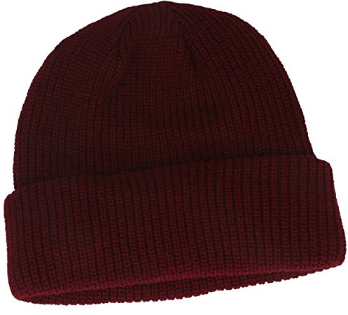 Breiter Strickmütze | Wintermütze | Beanie mit weichem Thinsulate™ Fleece-Futter & 7 cm Umschlag – für Damen & Herren (Bordeaux, One Size)