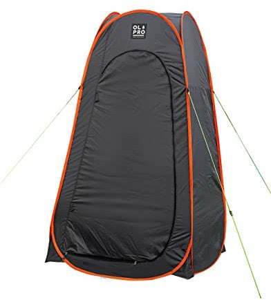 OLPRO - Tenda da toilette pop-up extra large – 1,6 m x 1,6 m, impermeabile, si ripiega in una borsa circolare, si posiziona in 2 minuti con telo cucito nel terreno, altezza 2 m.