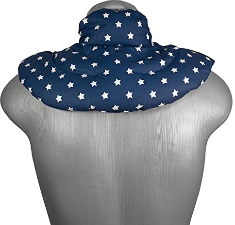 Coussin de nuque avec col montant - bleu étoilé - Coussin aux noyaux de cerises - Coussin épaules et cou - Coussin chauffant - chaud ou froid