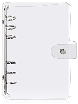 Umisu Ordner aus weichem PVC, transparent, Schutzhülle für Notizbuch, Ringordner, 6 Löcher, wiederaufladbar, für A5/A6/A7, lose Blätter (A6)