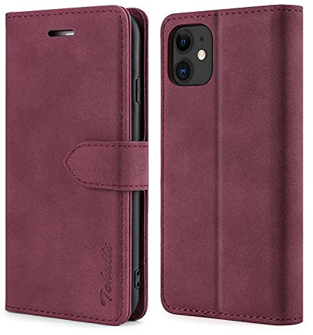 TOHULLE Case for iPhone 11, Premium PU Leather Wallet Case with Card Holder Kickstand Magnetic Closure Shockproof Flip Folio Case Cover for iPhone 11 (6.1 Inch) - Red