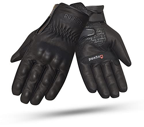 DEGEND INDUS | Winter Motorradhandschuhe Herren - Atmungsaktive Leder Motorrad Handschuhe Herr mit Futter, Schwarz, S
