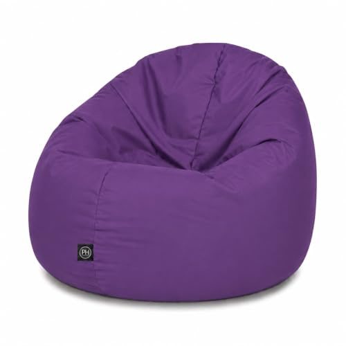 Patchhome - Pouf 2 in 1, cuscino da pavimento, poltrona a sacco da gaming, per adulti e bambini, con imbottitura, Ø 125 cm, viola (purple)