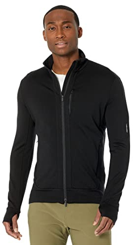Icebreaker Merino Herren Quantum Iii Pullover, langärmelig, Wolle, mit durchgehendem Reißverschluss Sweatshirt, Schwarz, XX-Large