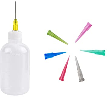 Lot de flacons applicateurs de 50 ml avec 6 aiguilles de distribution coniques pour loisirs créatifs, peinture acrylique, huilier, artisanat, œuvres d'art, loisirs