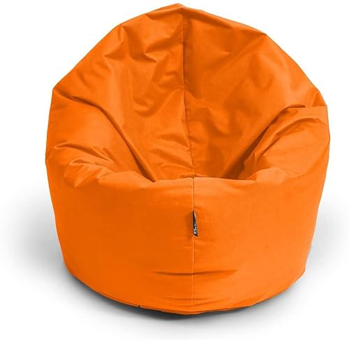 BuBiBag XXL Sitzsack, Riesensitzsack für Erwachsene - XXL Sitzsäcke, Sitzkissen oder Gaming Sitzsack, geliefert mit Füllung (145 cm Durchmesser, Orange)