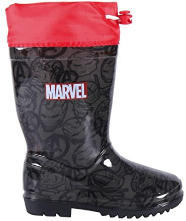 CERDÁ LIFE'S LITTLE MOMENTS Stivali Bambino Avengers con Stopper Regolatore per Maggiore Regolabilità e Ridurre al Minimo l'Ingresso di Acqua, Gomma, Nero, 34 EU