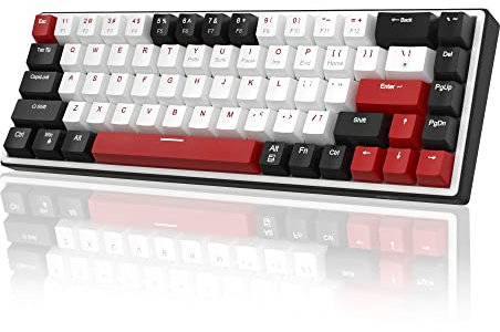 MageGee 60% Mechanical Gaming Keyboard, 68 Keys Compact Blue LED Backlit Gaming Keyboard, SKY68 Wired Ergonomic Mini Office Keyboard for Windows PC Gamer (Brown Switch, Black & White)