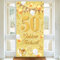 50.Goldenen Hochzeit Banner,BTZO Goldene Hochzeit Deko Stoff Banner für 50 Jubiläum Hochzeitstag Dekoration Tisch Garten Mauer Innen Außen Hintergrund Deko,185 x 90cm