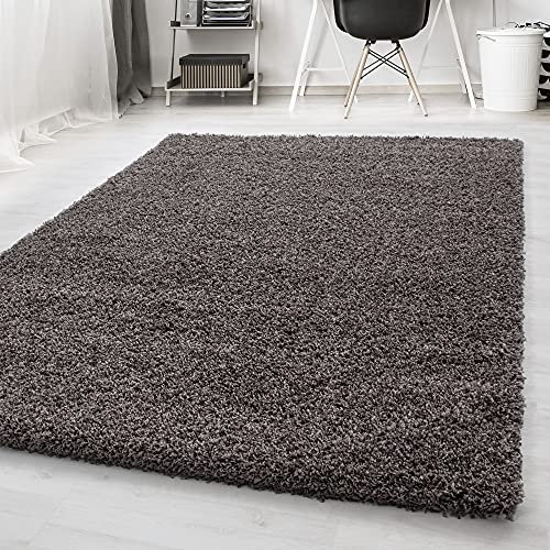 Carpetsale24 Teppich Wohnzimmer Shaggy Flokati Einfarbig Design 65 x 130 cm Taupe - Hochflor Teppich Schlafzimmer Pflegeleicht Super Weich - Flauschiger Teppich Langflor 50 mm Florhöhe Läufer Flur