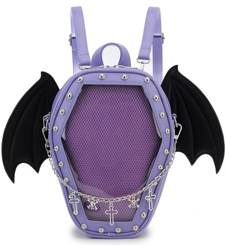 ENJOININ Gothic Coffin Shape Fashion Purses and Handbags for Women Halloween Shoulder Bag Backpack