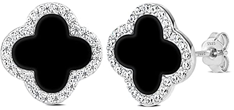 Love & Forever Vierblättriges Kleeblatt Ohrringe für Frauen, Damen Silber 925, Antiallergische Ohrstecker, Geschenke für Valentinstag, Silber