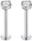 Rajnard Silber Lippenpiercing Stud 16G 1.2mm Chirurgenstahl Helix Ohrringe 12mm Länge Cartilage Tragus Labret Piercing mit 4mm Zirkon Innengewinde Piercing Schmuck für Frauen Männer