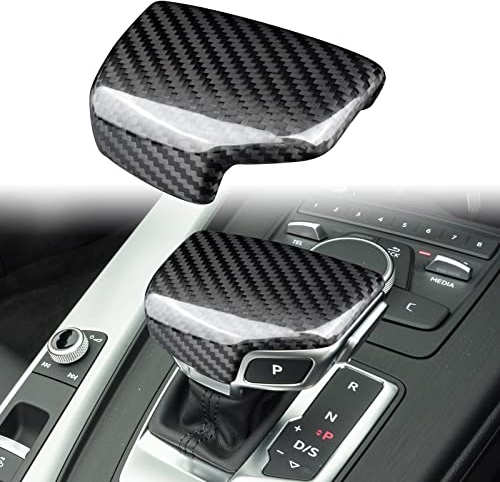 JORAsa Real Carbon Fiber Auto Schaltknauf Abdeckung Aufkleber Innenverkleidung für Audi A4L A4 A5 Q7 Q5 Zubehör (Schwarz)