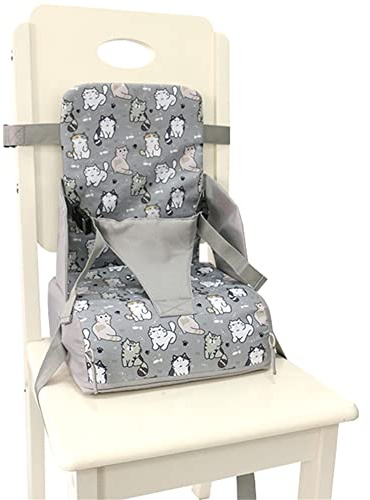 Kinder Sitzkissen Sitzerhöhung Stuhl, FANSU Karikatur Tragbar Baby Sitzkissen Sicherheit Design Verstellbar Zerlegbar Kleinkinder Esszimmerstuhl ErhöHen Pad Esszimmer Boostersitze (Graue Katze)