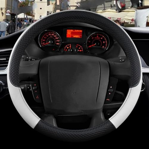 STAFU Lenkradabdeckung Für FIAT Für Ducato 100% PU-Leder Auto Lenkradbezug Hochwertiges Autozubehör (Color : Bianco)