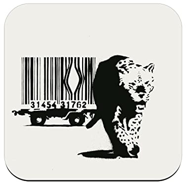 Untersetzer aus Kork – Banksy Leopard Pantere Barcode Käfig – 1 Stück (95 x 95 mm)