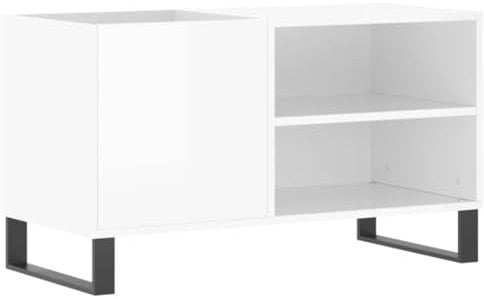 vidaXL Mobile Porta Dischi Bianco Lucido 85x38x48 cm Legno Multistrato, Mobile portadischi in Vinile, Mobile Porta Dischi, Porta Dischi