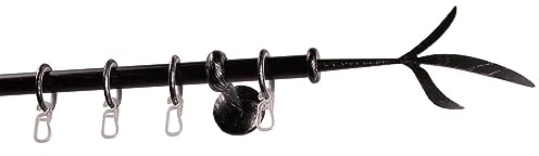 Garesa Gardinenstange Esperanca Ø 16mm, 1-läufig, Schwarz/Silber I Rustikale Vorhangstange inkl. Ringe + Faltenlegehaken I Mit Endknopf Zweig I Wandmontage I 140cm