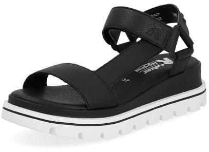 Rieker Evolution Damen Plateausandalen W1651, Frauen Sandalen,Dicke Sohle,bequem,Sommerschuhe,Freizeitschuhe,offene Schuhe,schwarz (00),43 EU / 9 UK