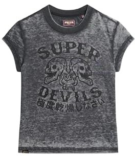 Superdry Retro Rocker Cap SLV T Shirt C3-Basic Printed T.Shirt (W), Damen-Oberbekleidung, 40